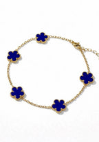 Bracelet trèfles bleus en acier inoxydable doré ÉLINE L'ATELIER