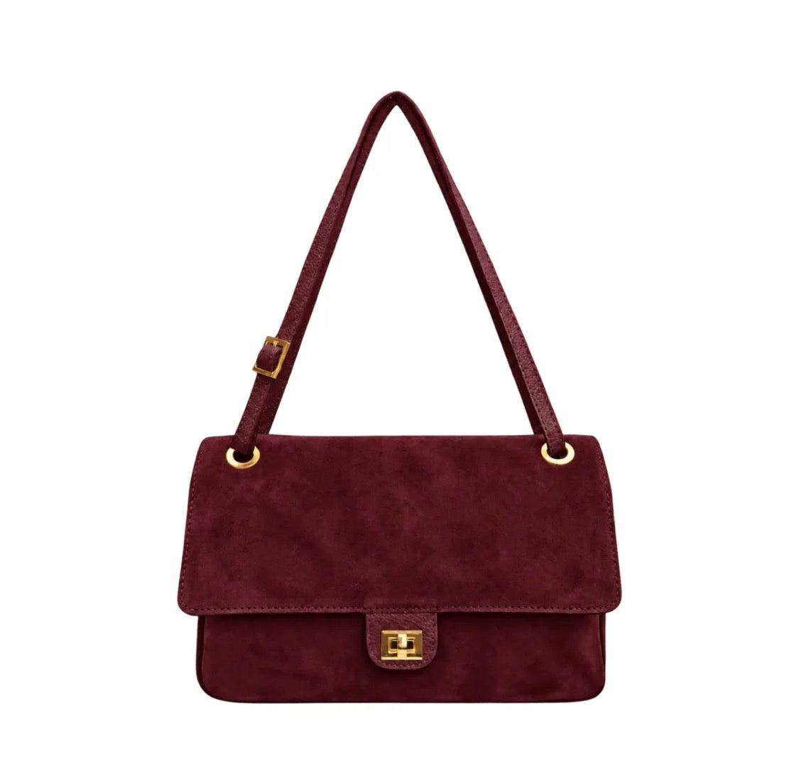Sac à épaule en cuir suédé Aura M LOUISA LEE