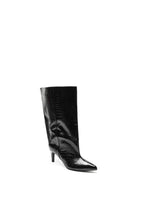 Bottes hautes noires effet crocodile à talon STEPHAN PARIS