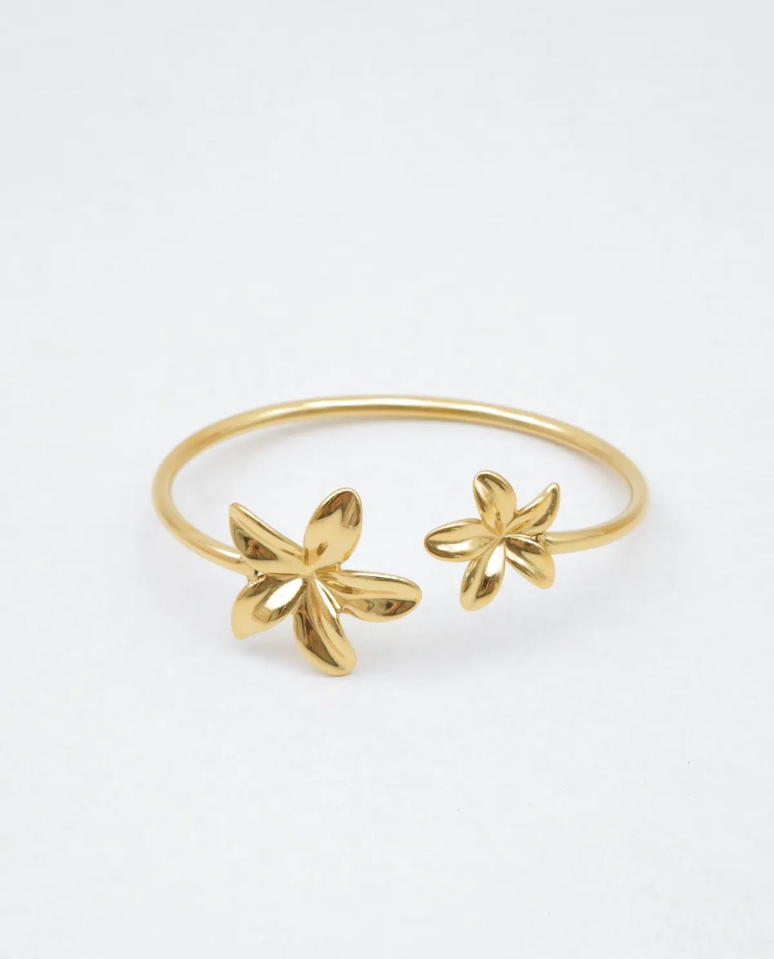 Bracelet jonc ouvert fleurs dorées BIJOUX MYSTÈRES