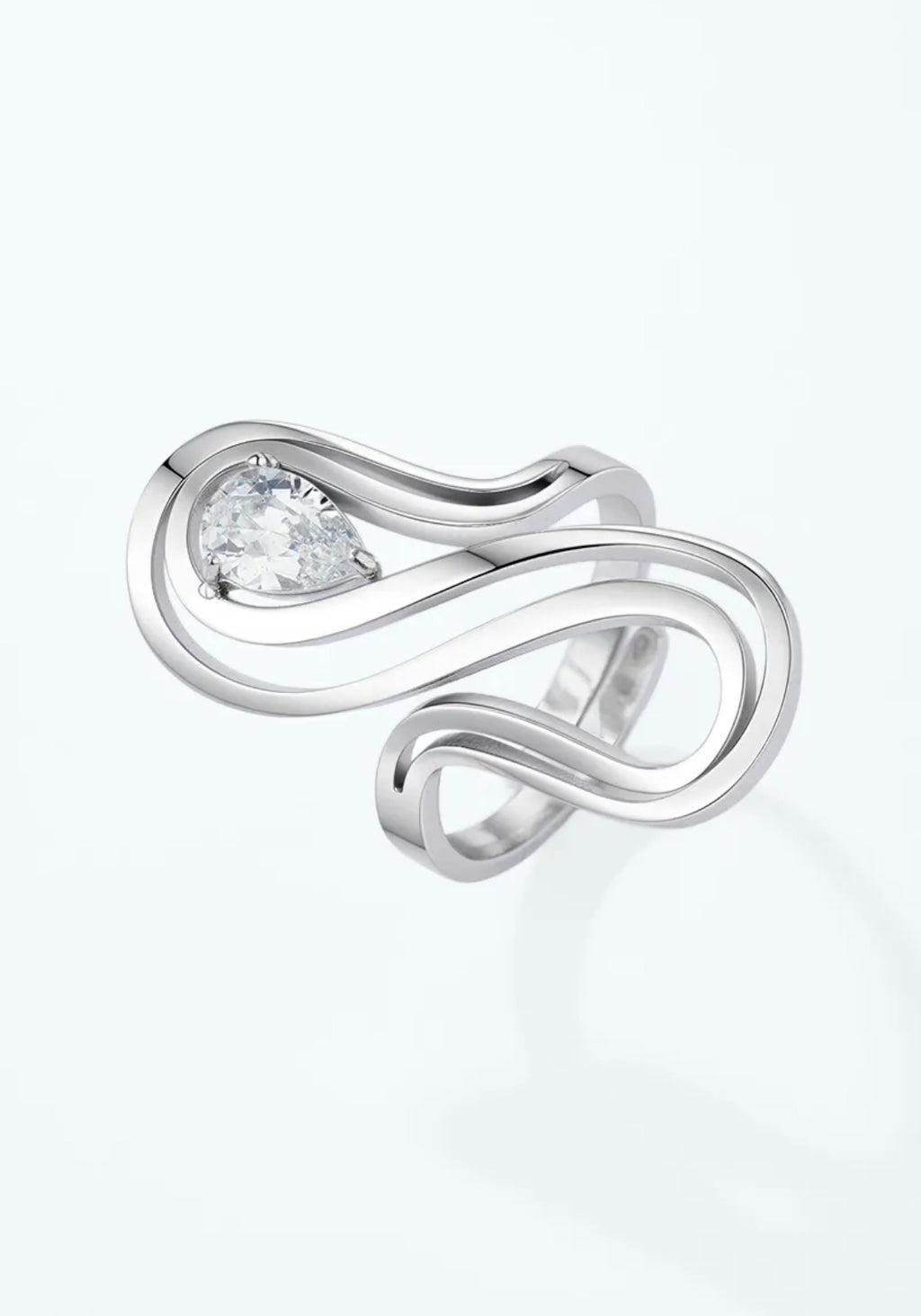 Bague Sculptée Ondulée Zircon Goutte Éline — BYREN | ÉLINE L'ATELIER