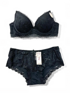 Ensemble lingerie noir en dentelle BELLE COM'ELLE avec soutien-gorge bonnet C et culotte assortie