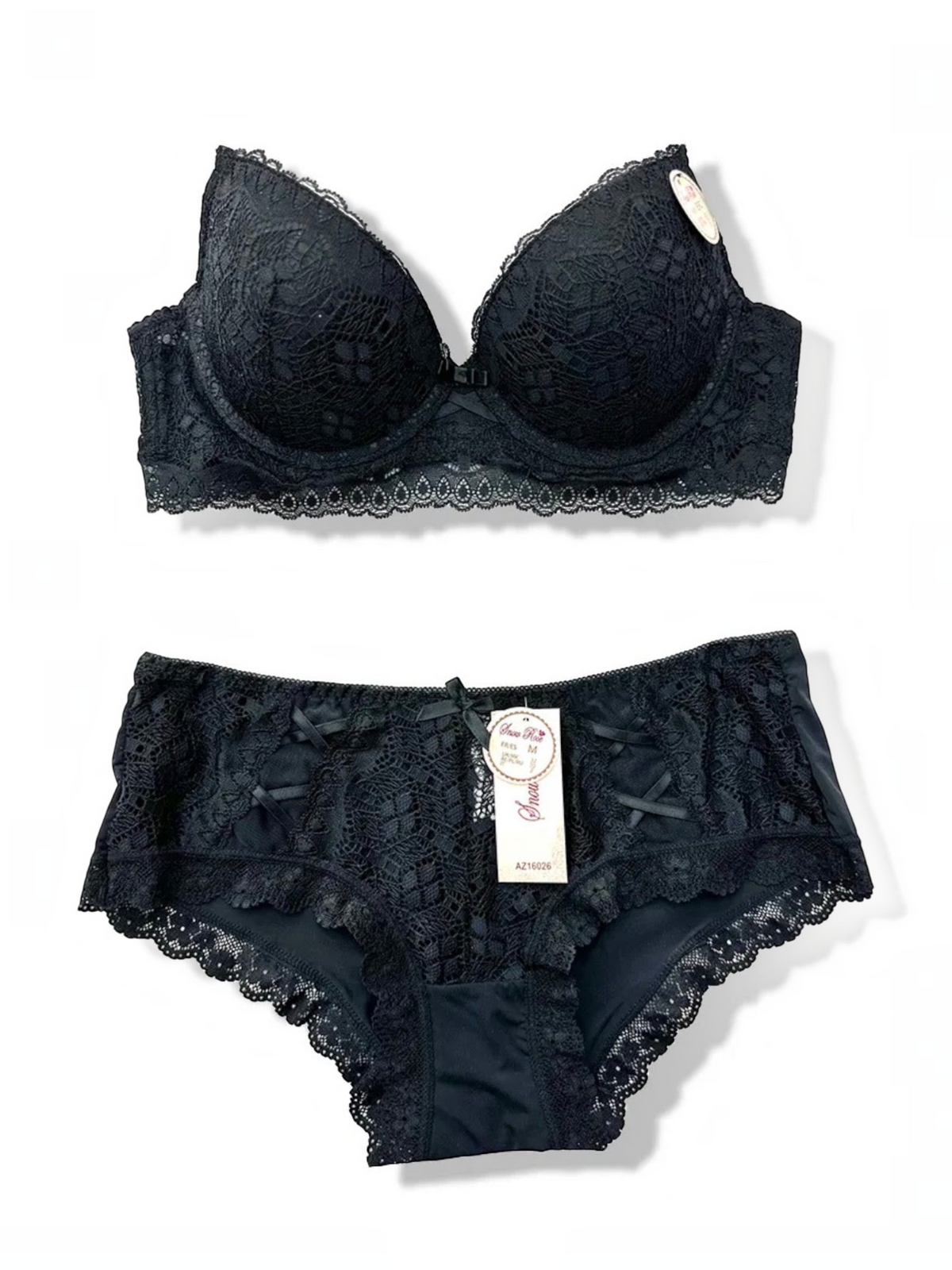 Ensemble lingerie noir en dentelle BELLE COM'ELLE avec soutien-gorge bonnet C et culotte assortie