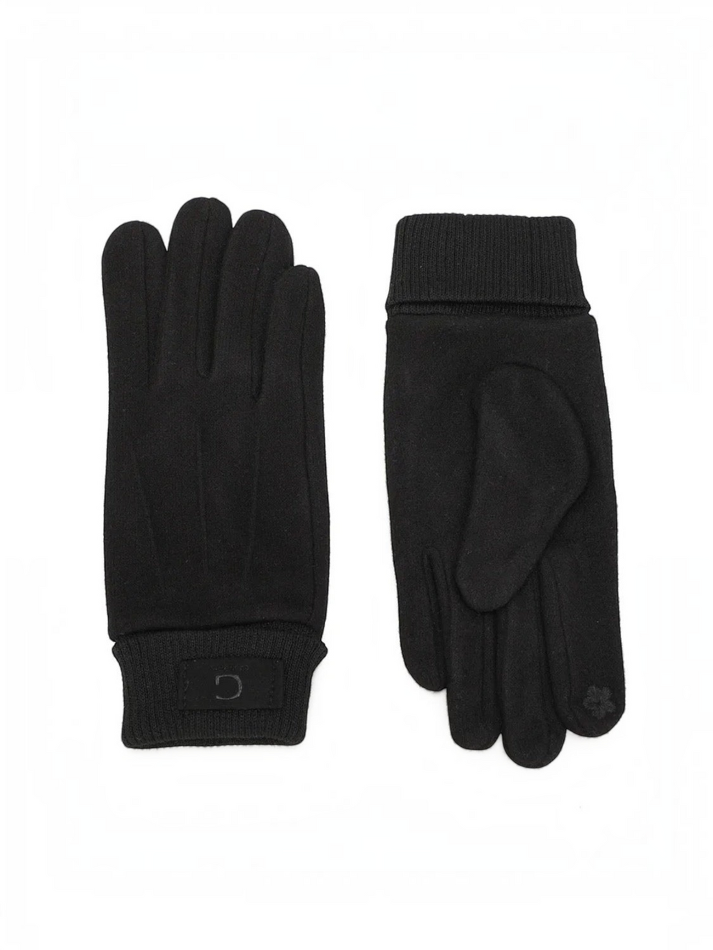 Gants d'hiver noirs BROCK GALLANTRY en maille douce avec revers côtelé et logo G discret sur le poignet