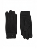 Gants d'hiver noirs BROCK GALLANTRY en maille douce avec revers côtelé et logo G discret sur le poignet