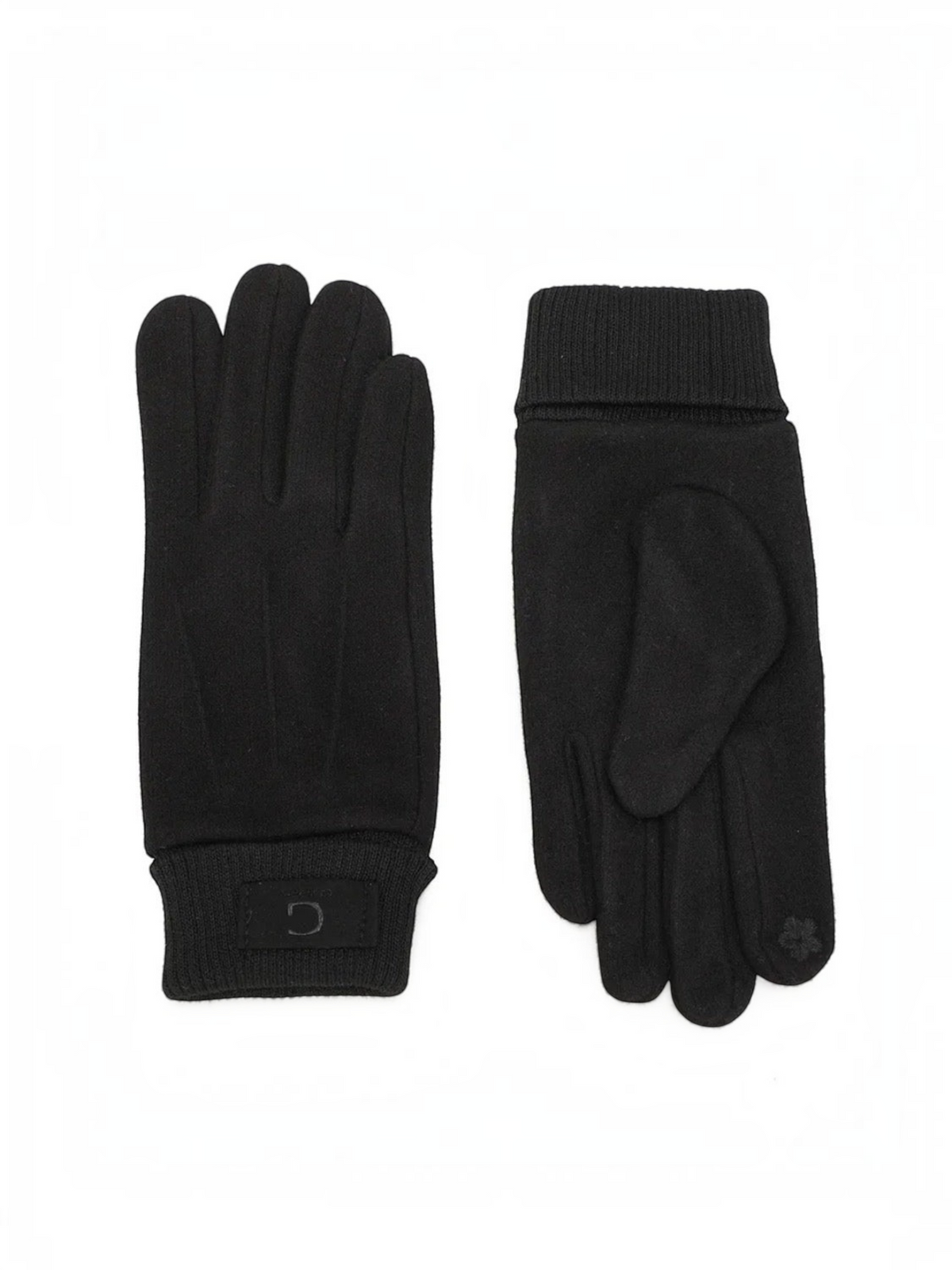 Gants d'hiver noirs BROCK GALLANTRY en maille douce avec revers côtelé et logo G discret sur le poignet