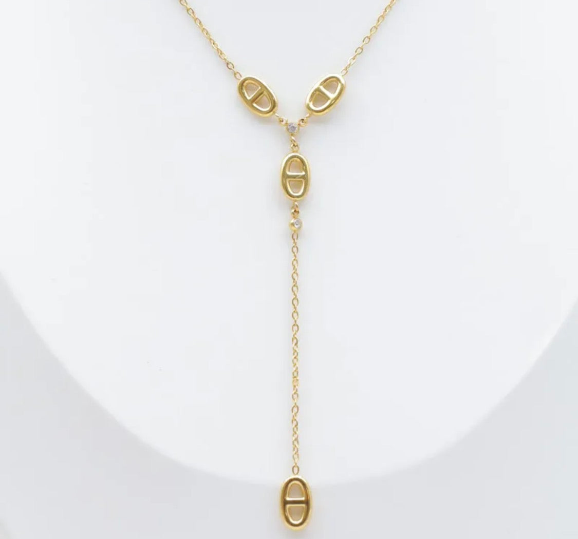 Collier en Y maille marine et strass BIJOUX MYSTÈRES
