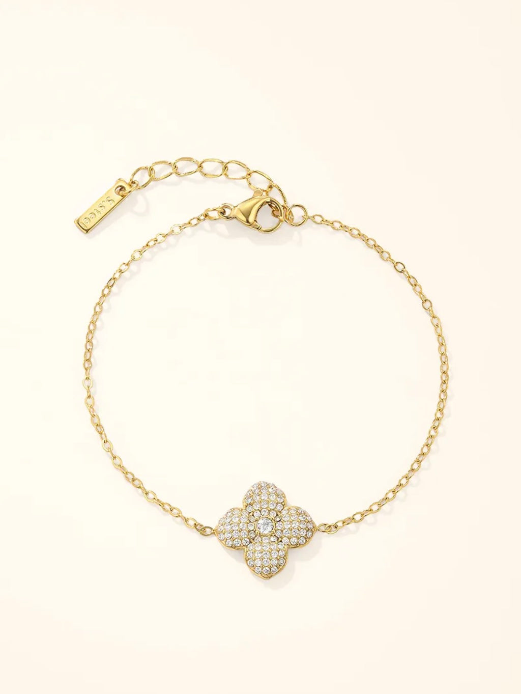 Bracelet Chaîne Fine Trèfle Pavé Zircons ÉLINE L'ATELIER