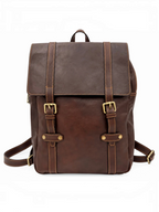 Sac à dos en cuir véritable marron GALLANTRY
