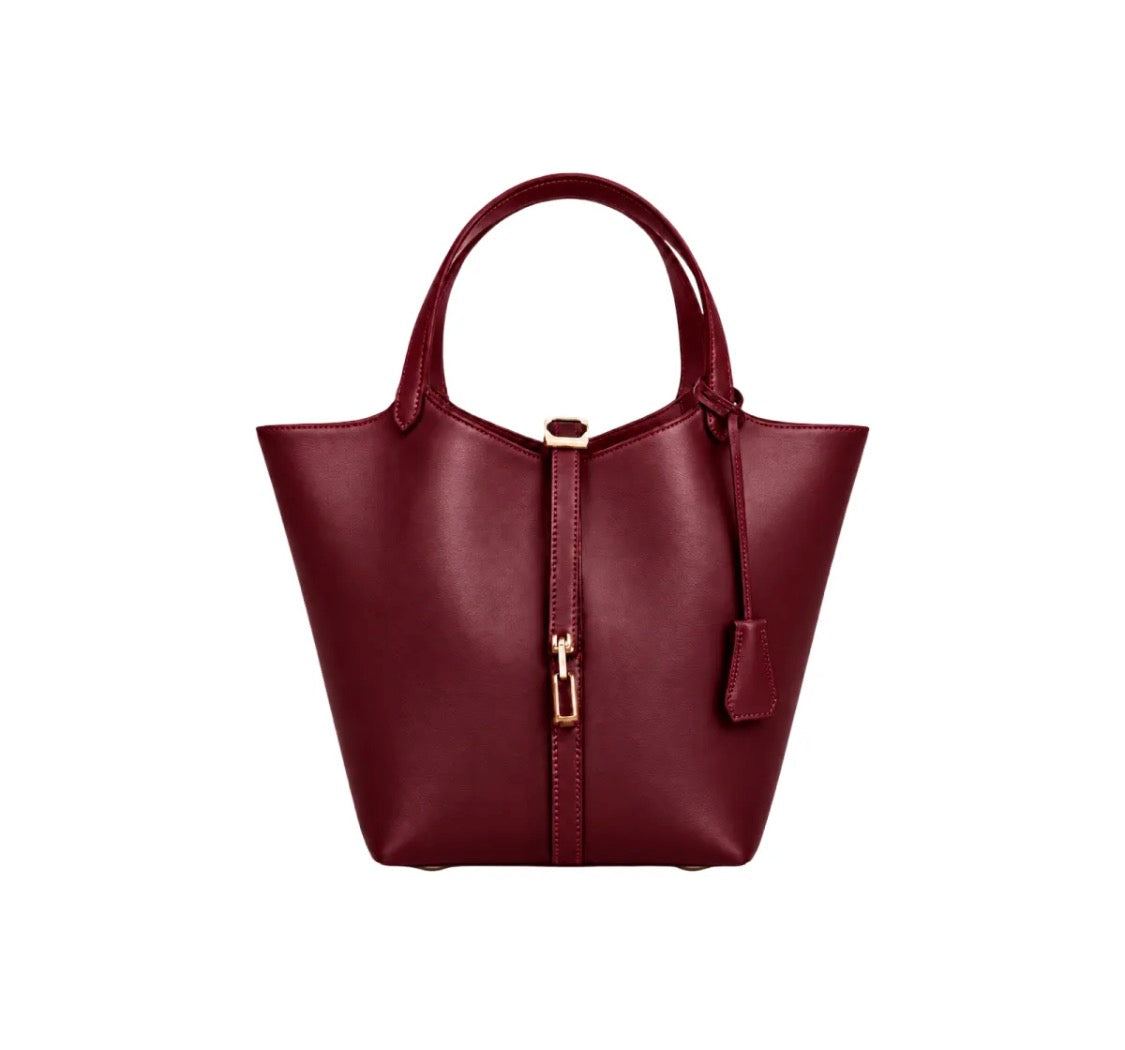 Sac à main panier en cuir lisse LOUISA LEE