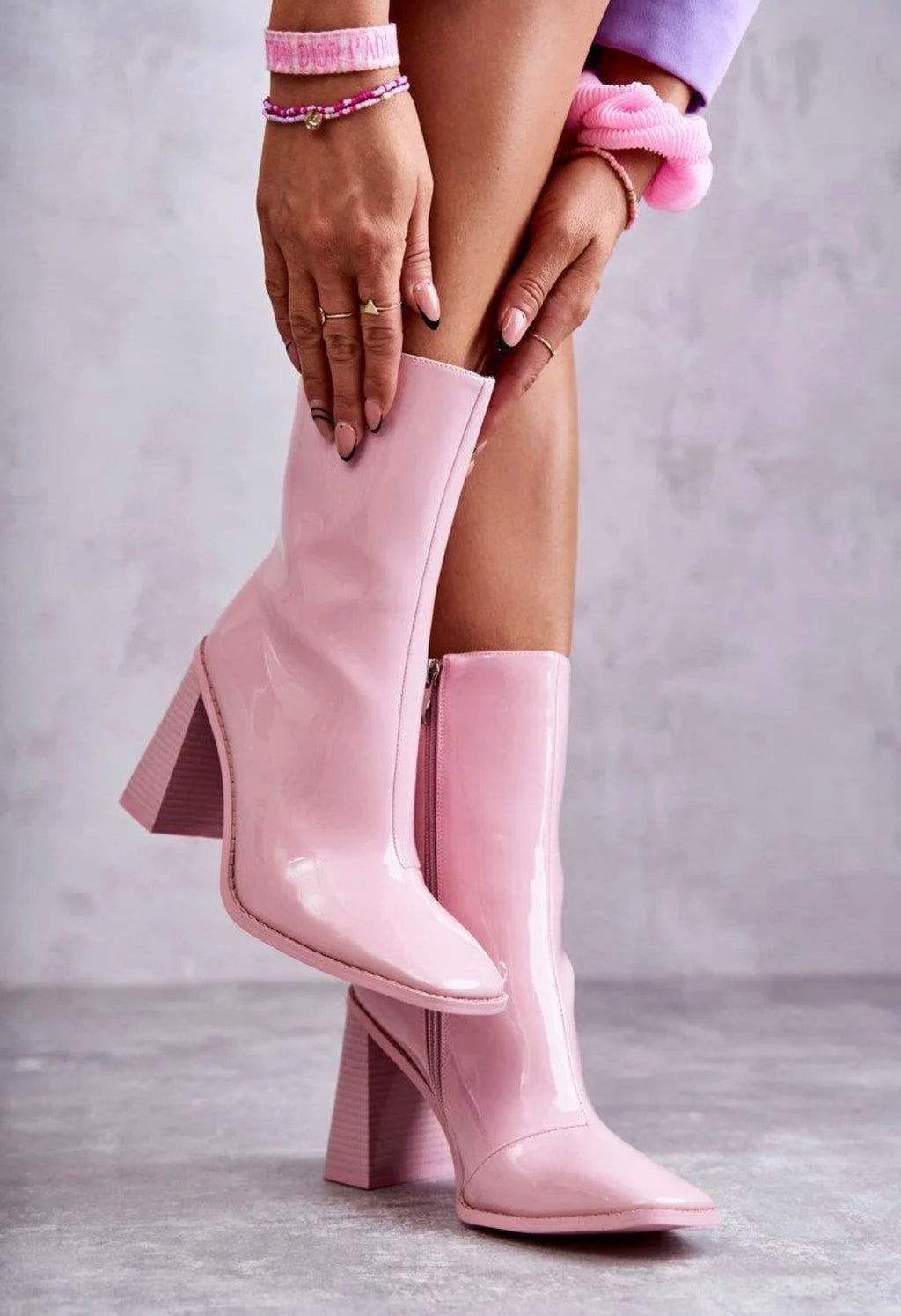 Bottines femme roses à talon et bout pointu STEPHAN PARIS