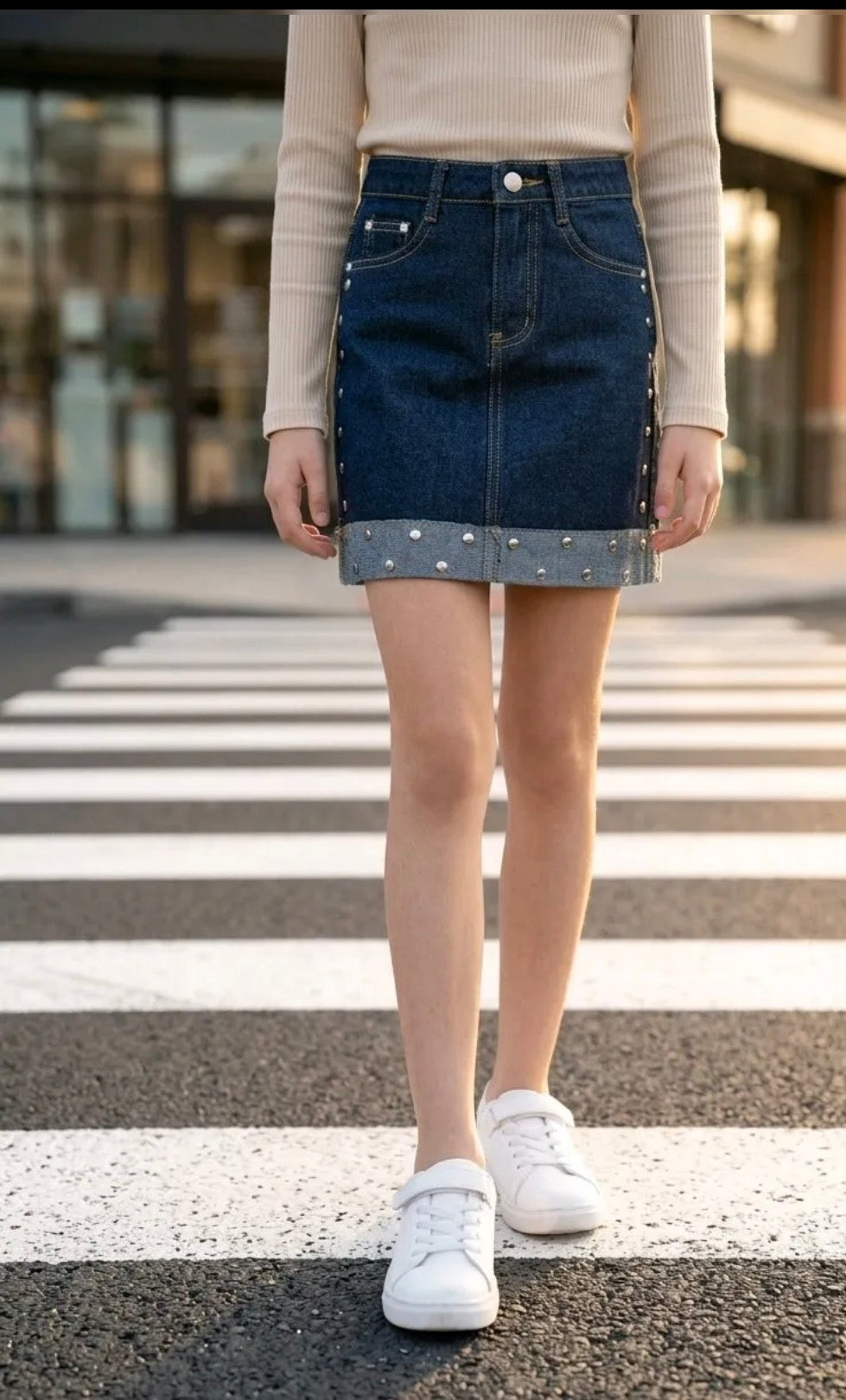 Jupe en jean clous strass enfant GRASSTAR