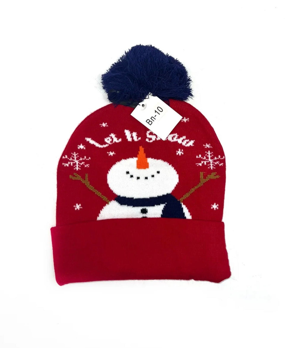 Bonnet de Noël à pompon et motifs festifs LINETA