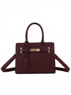 Sac à main BROCK GALLANTRY Elina bordeaux en cuir synthétique grainé avec fermoir twist doré et bandoulière