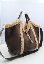 Sac cabas effet suédine à bordures moutonnées SYSTYLE