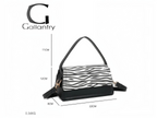 Sac à main BROCK GALLANTRY noir et blanc à motif zébré avec bandoulière réglable et fermeture zippée