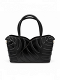 Sac à main BROCK GALLANTRY en cuir noir avec motif feuillage en relief et anses élégantes