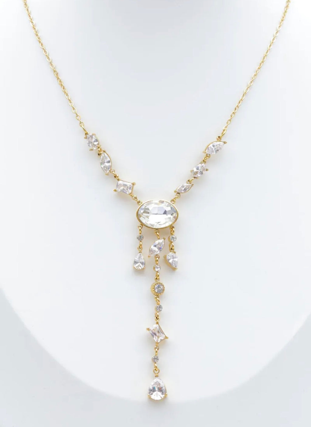 Collier Y pierres scintillantes doré BIJOUX MYSTÈRES