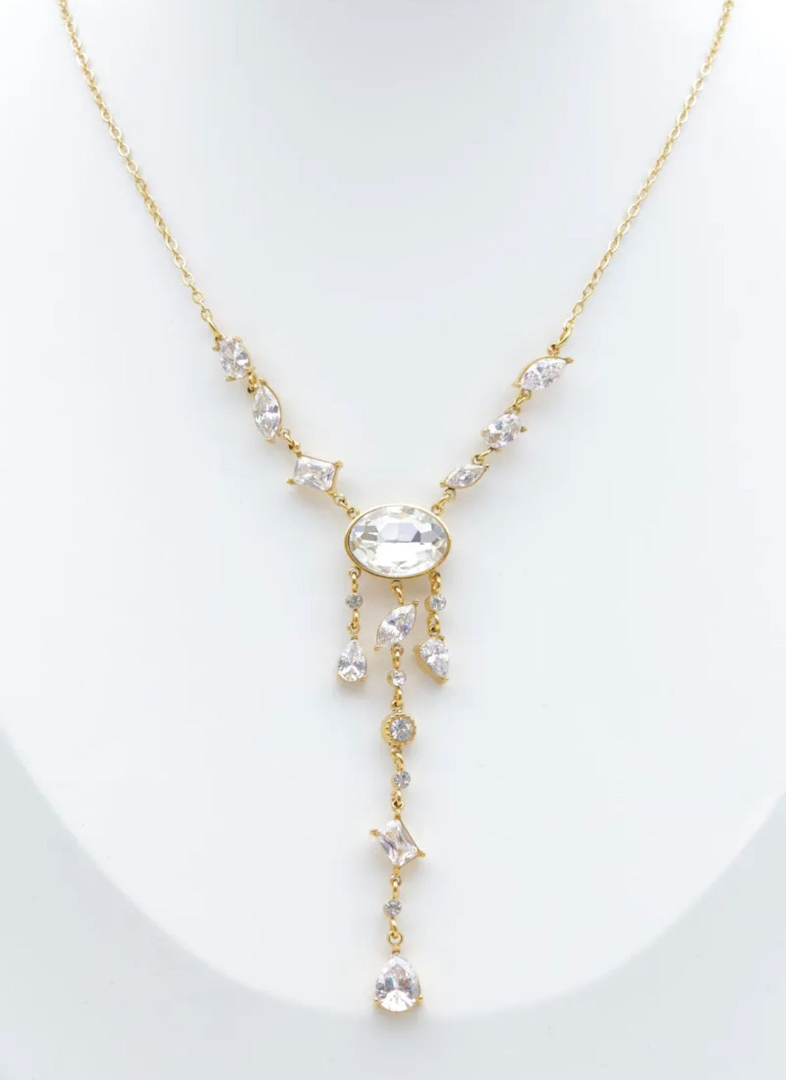 Collier Y pierres scintillantes doré BIJOUX MYSTÈRES