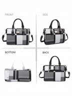 Sac à main BROCK GALLANTRY en similicuir à motif géométrique noir, gris et blanc avec anses et bandoulière