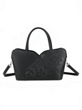 Sac à main noir BROCK GALLANTRY en polyuréthane avec motifs ton sur ton, anses et bandoulière amovible.