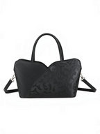 Sac à main noir BROCK GALLANTRY en polyuréthane avec motifs ton sur ton, anses et bandoulière amovible.