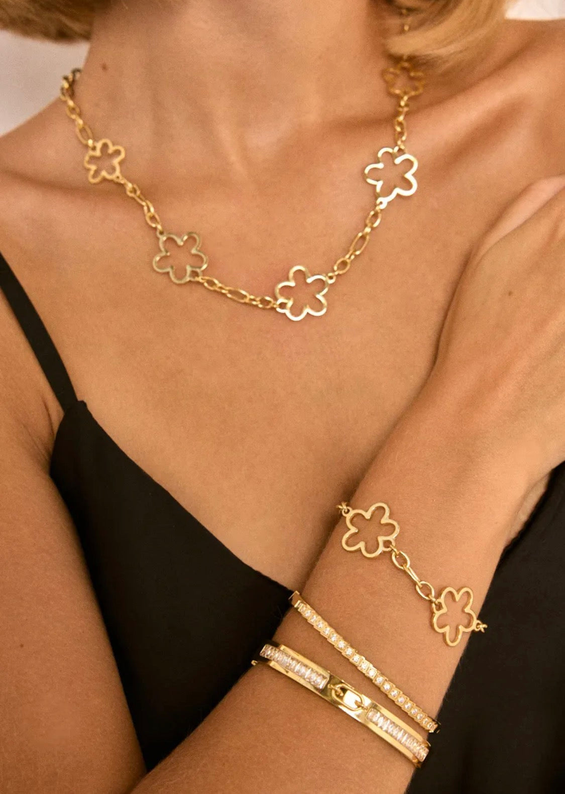 Collier chaîne fleurs doré ÉLINE L'ATELIER