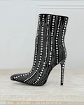 Bottes BROCK STEPHAN PARIS noires en synthétique avec ornements en strass argentés et talon aiguille