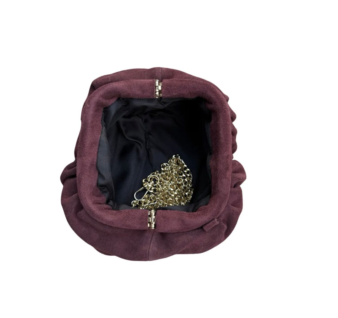 Sac plissé en cuir suédé avec chaînette LOUISA LEE