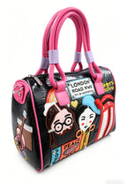 Sac à main noir et rose à motifs Londres SYSTYLE