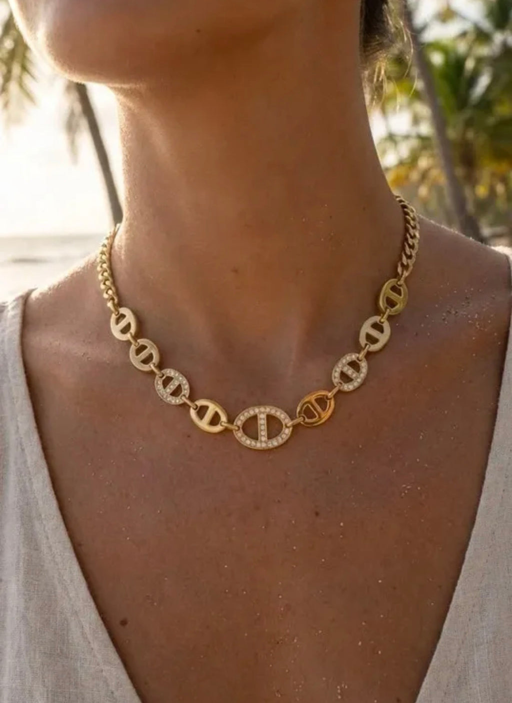 Collier maillons ovales sertis BIJOUX MYSTÈRES