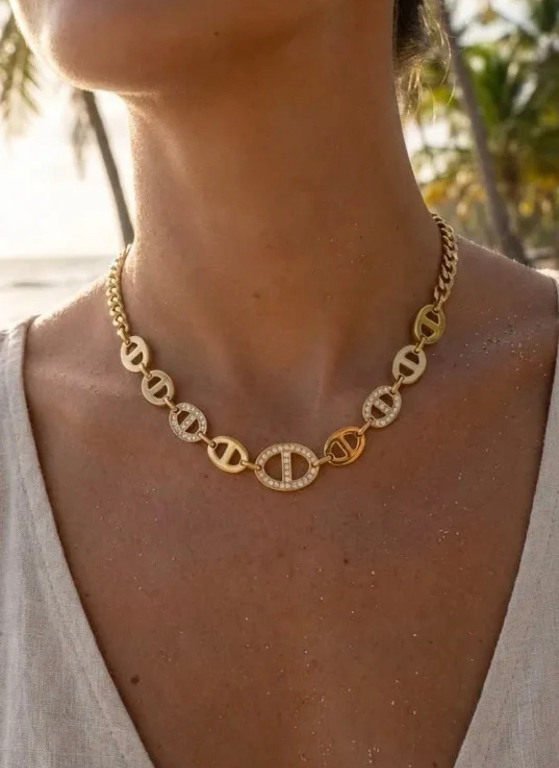 Collier maillons ovales sertis BIJOUX MYSTÈRES