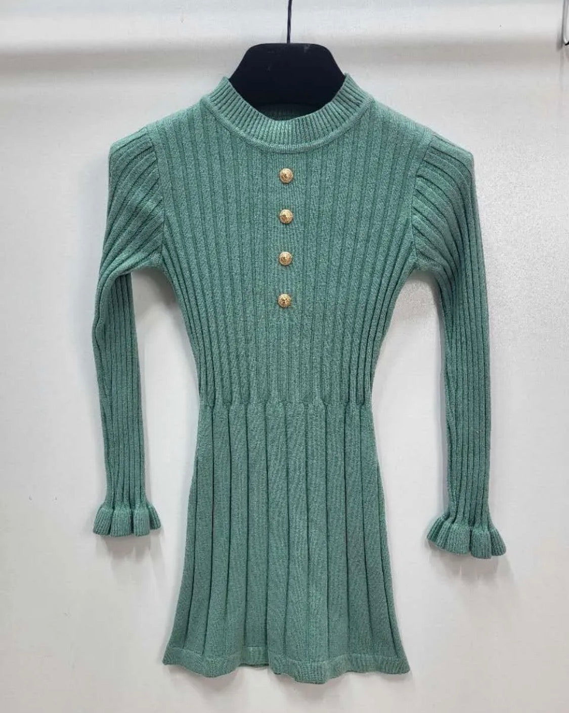 Robe pull maille côtelée boutons dorés enfant GRASSTAR