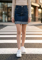 Jupe en jean clous strass enfant GRASSTAR