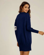 Robe pull tunique en tricot à rayures blanches en bleu marine FS collection - ROBE FEMME - FS Collection (Germany)