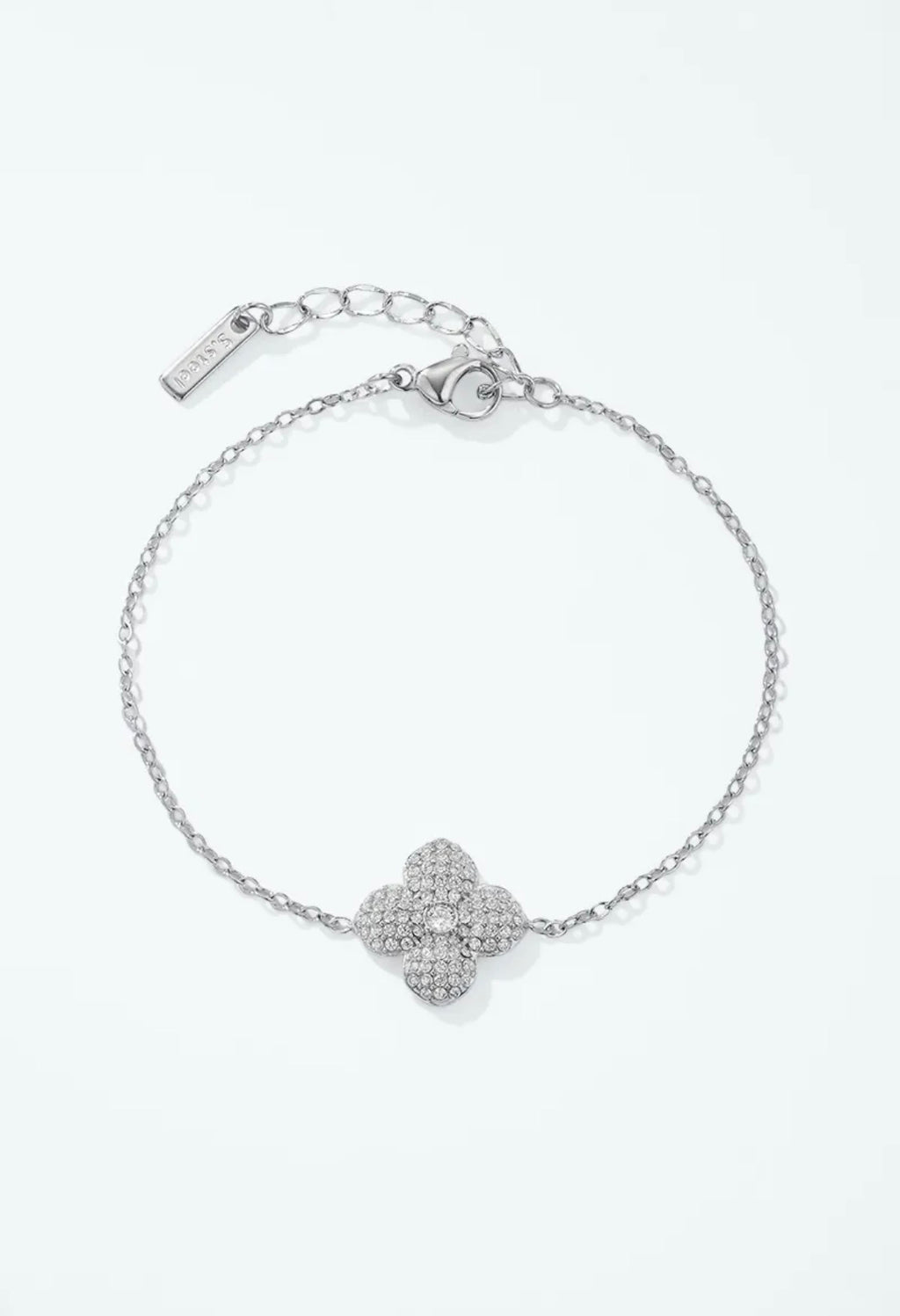 Bracelet Chaîne Fine Trèfle Pavé Zircons ÉLINE L'ATELIER