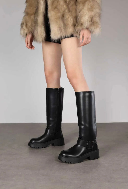 Bottes hautes à boucle et semelle crantée STEPHAN PARIS