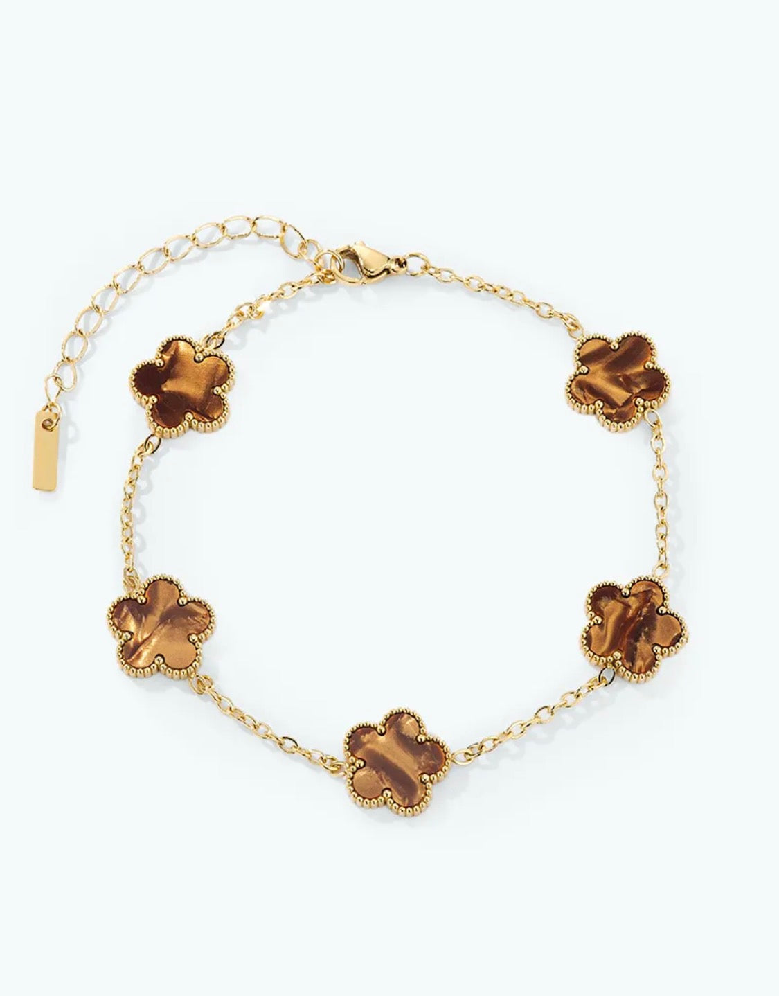 Bracelet trèfles bruns en acier inoxydable doré ÉLINE L'ATELIER