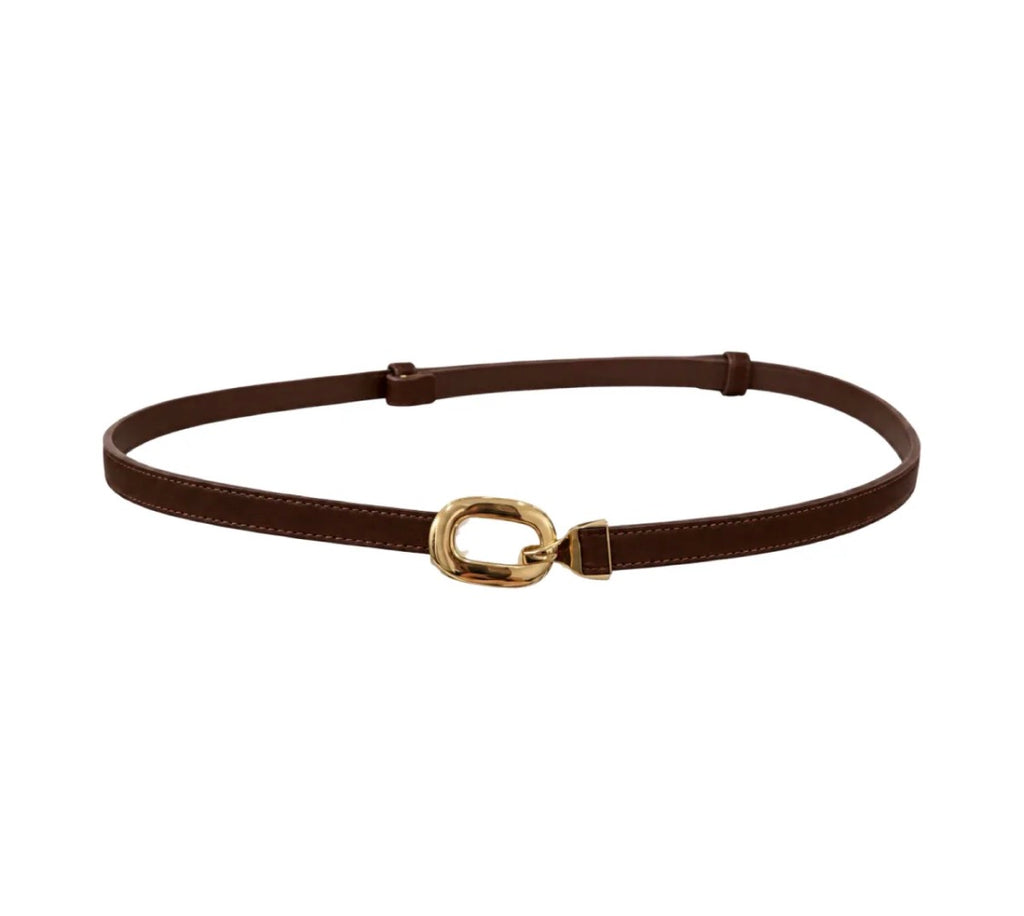 Ceinture fine en cuir à boucle dorée LOUISA LEE