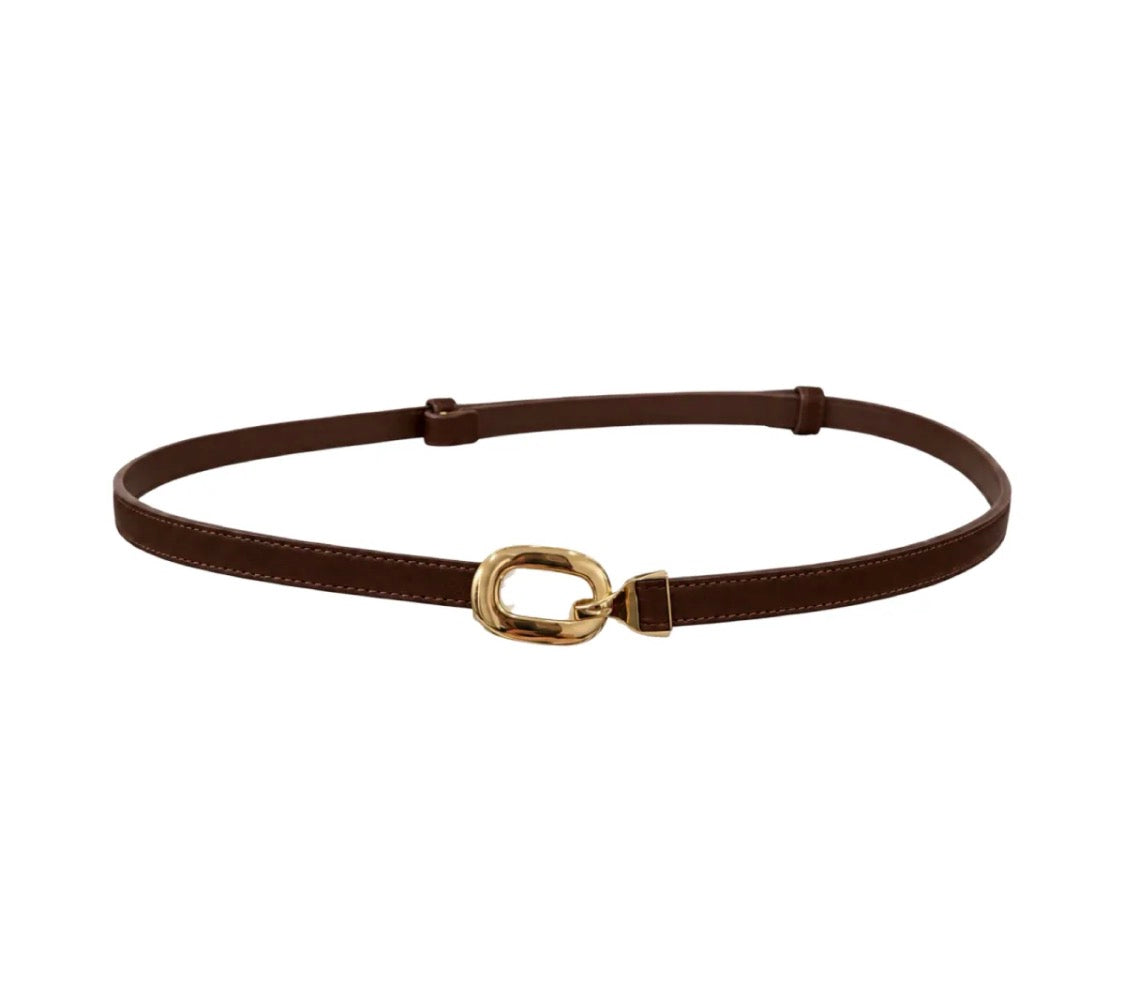 Ceinture fine en cuir à boucle dorée LOUISA LEE