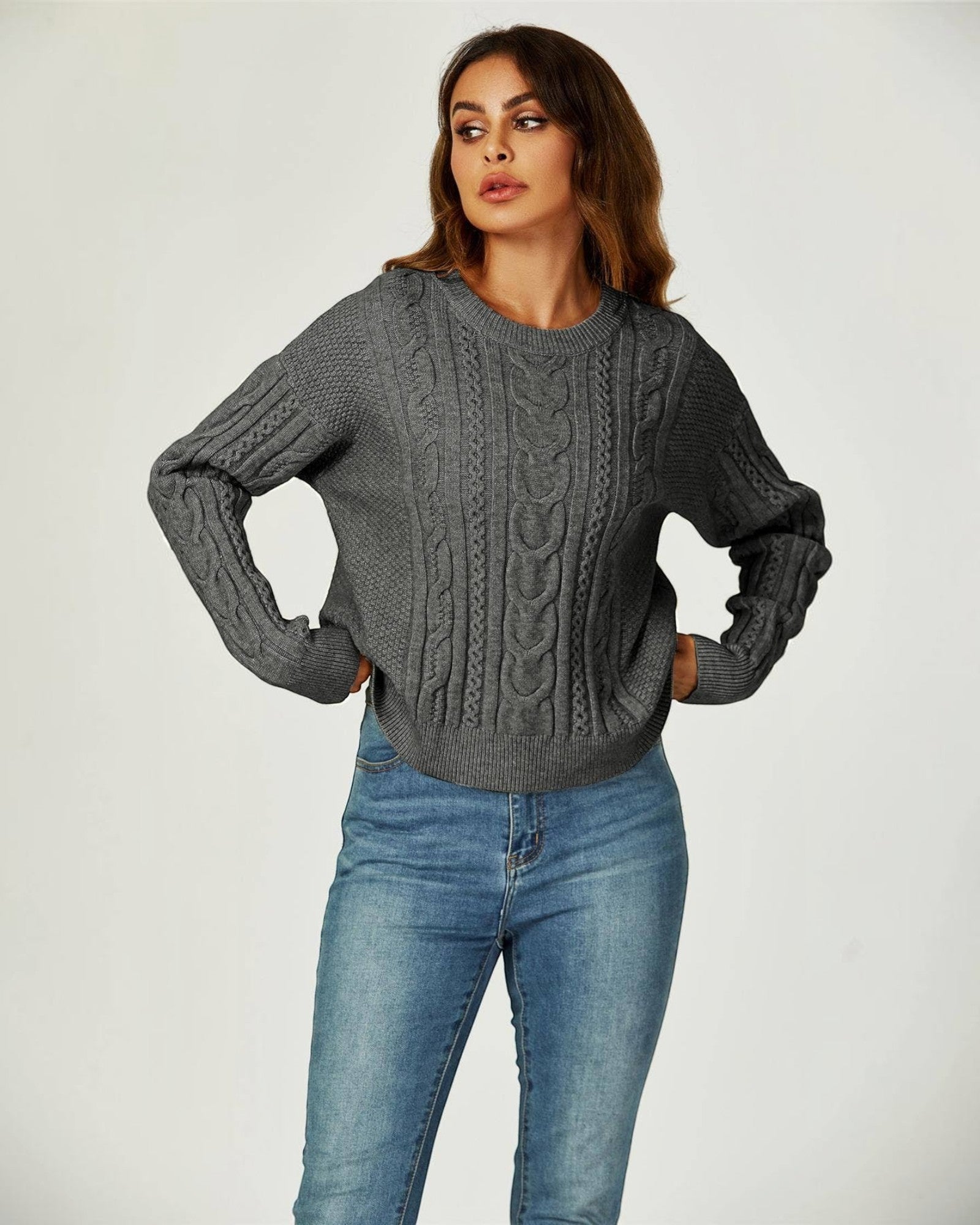 Pull Col Rond Maille Torsadée  FS collection