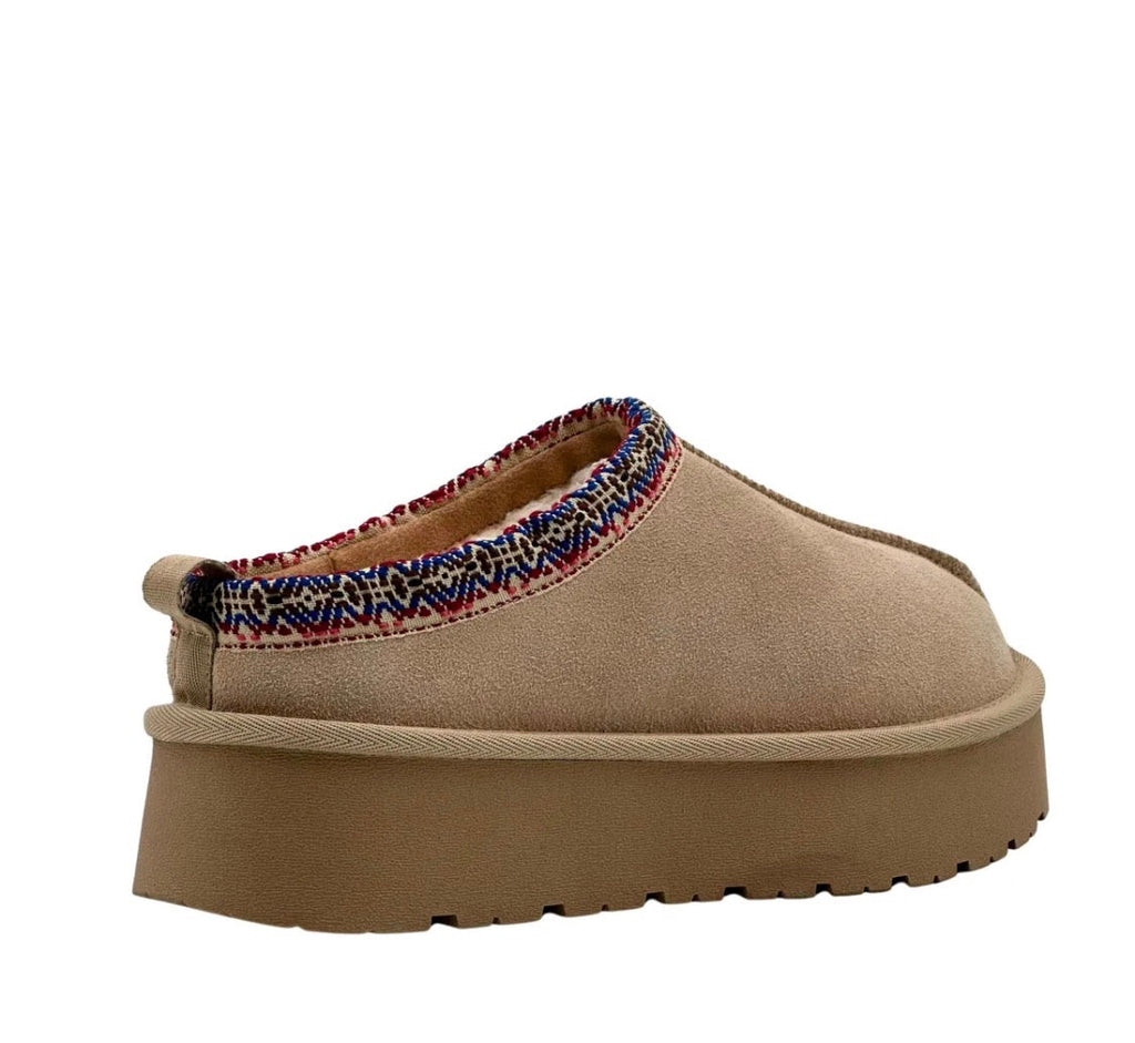 Chaussons en cuir et fourrure naturelle à plateforme STEPHAN PARIS