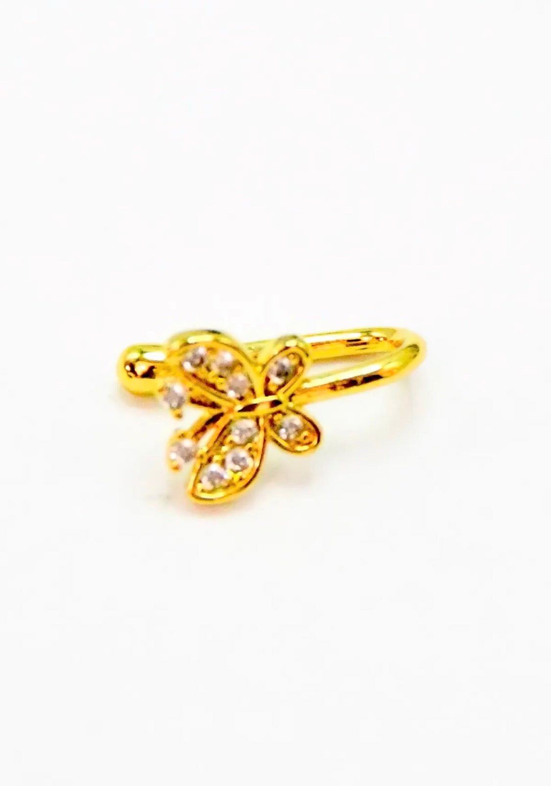 Faux Piercing de Nez Fleur Doré Strass en Acier Inoxydable ROSA
