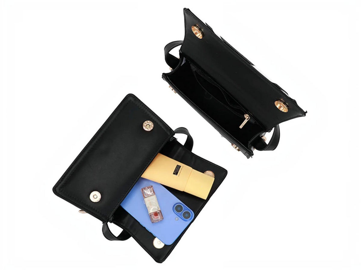 Sac à main noir BROCK GALLANTRY en PU avec fermeture zippée et intérieur spacieux pour téléphone et accessoires