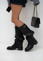 Bottes hautes noires à brides STEPHAN PARIS