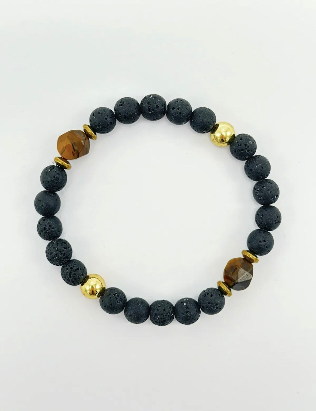 Bracelet perles naturelles noires et détails dorés ÉLINE L'ATELIER