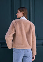 Manteau court femme en fausse fourrure à boutons dorés FRIME