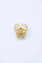 Bague anti-stress fleur ajustable en acier inoxydable BELI & JOLIE