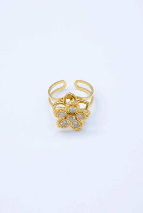 Bague anti-stress fleur ajustable en acier inoxydable BELI & JOLIE
