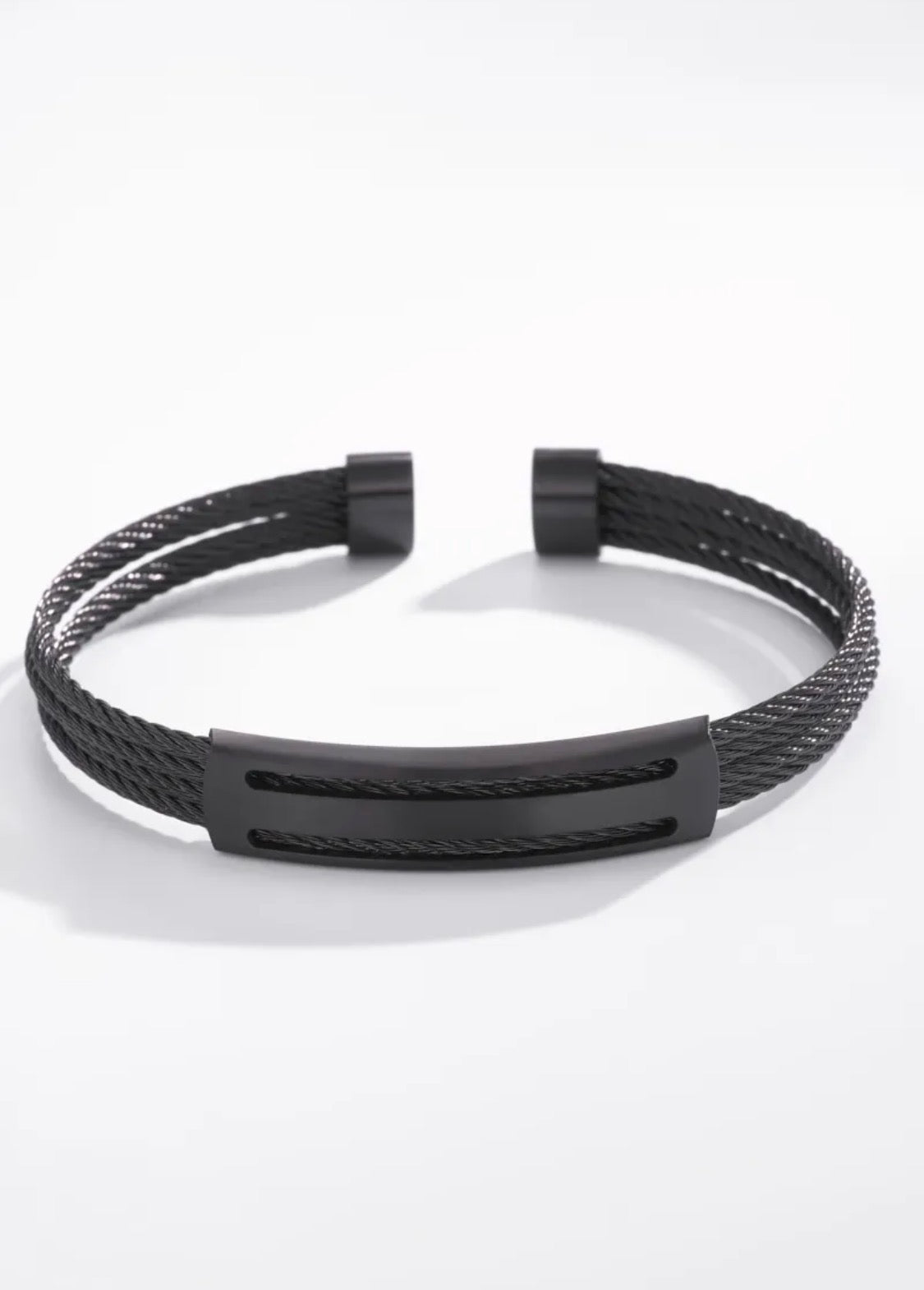 Bracelet homme jonc ouvert en acier torsadé ÉLINE L’ATELIER